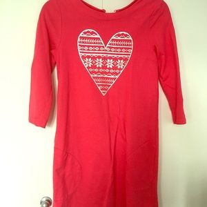 Dark pink dress with fair isle grey heart